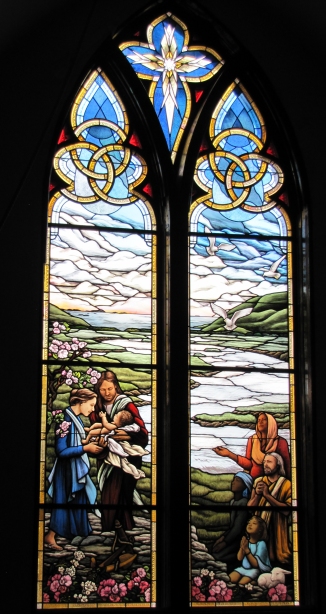 Deacon Archie Hanna Memorial, stained glass window by Debora Coombs for Trinity Episcopal, Branford CT