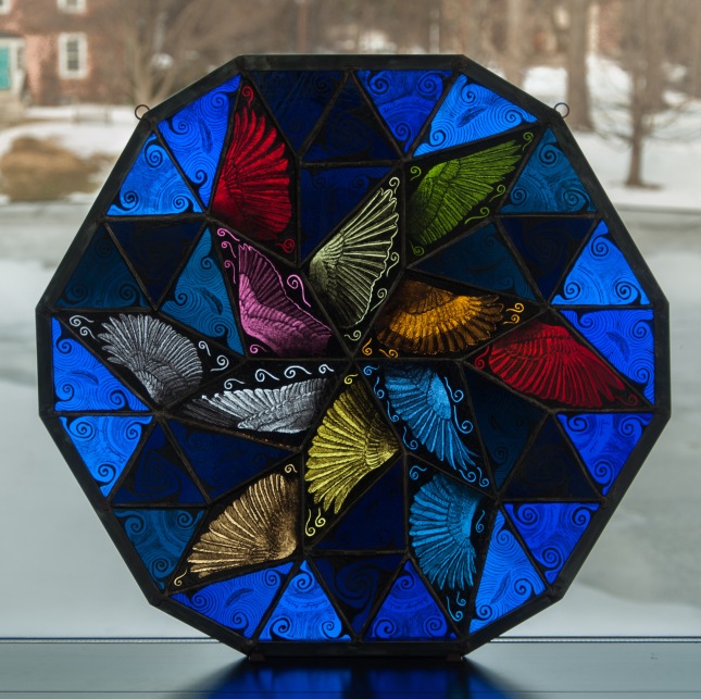 Stained glass by Ivy Ciaburri made during Williams College Winter Study 2015 course with Debora Coombs