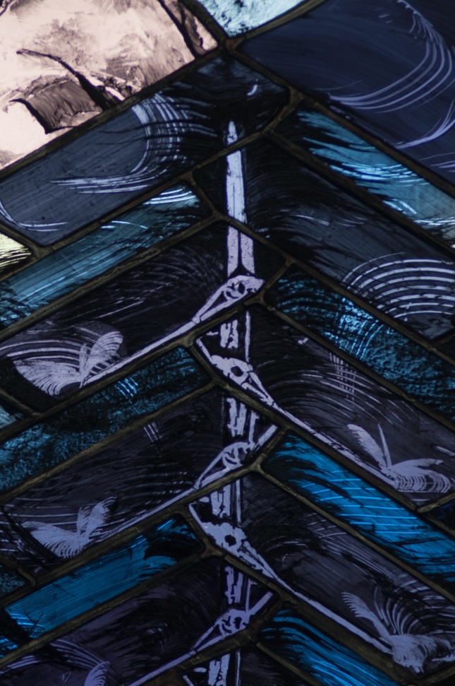 Detail of stained glass by Katie Westervelt made during Williams College Winter Study 2015 course with Debora Coombs