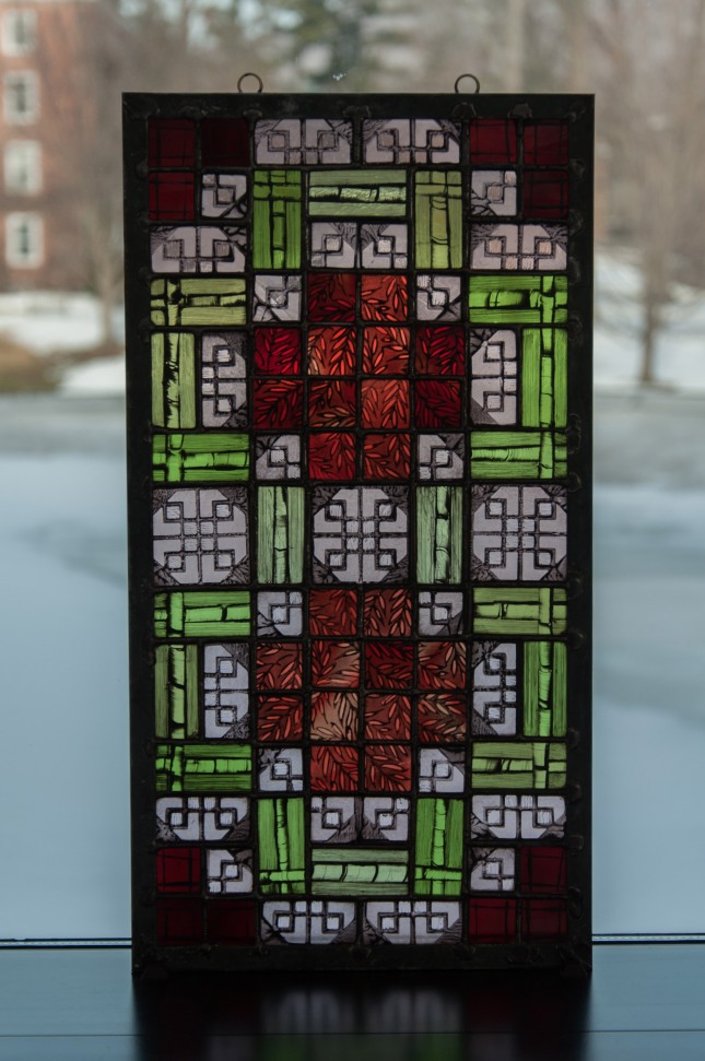 Stained glass by Robert Yang made during Williams College Winter Study 2015 course with Debora Coombs